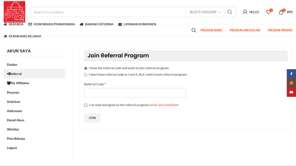 Halaman Referral (Join)