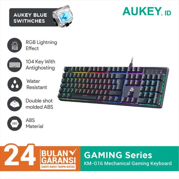 Keyboard Mechanical Aukey KM-G16 RGB Switch Blue