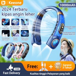 Keeone Kipas Angin Gantung Leher Portable USB 10000Mah 5-Speed Wind Tanpa Baling Baling Neck Fan